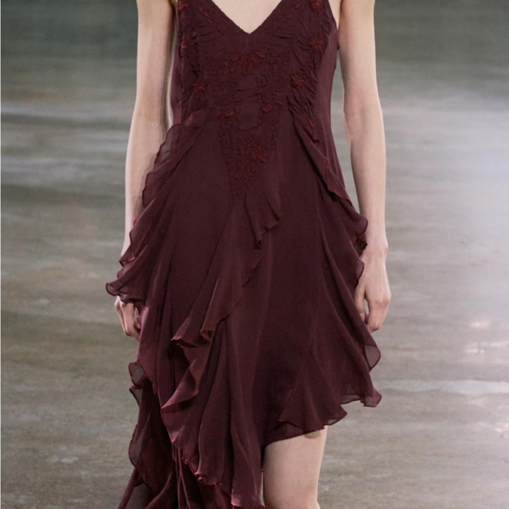 Zara ZW Collection Embroidered Asymmetric Dress
